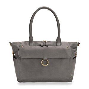 Levenger Sydney Satchel 2.0 Full Grain Leather Shoulder Purse AL13590 BK Gray